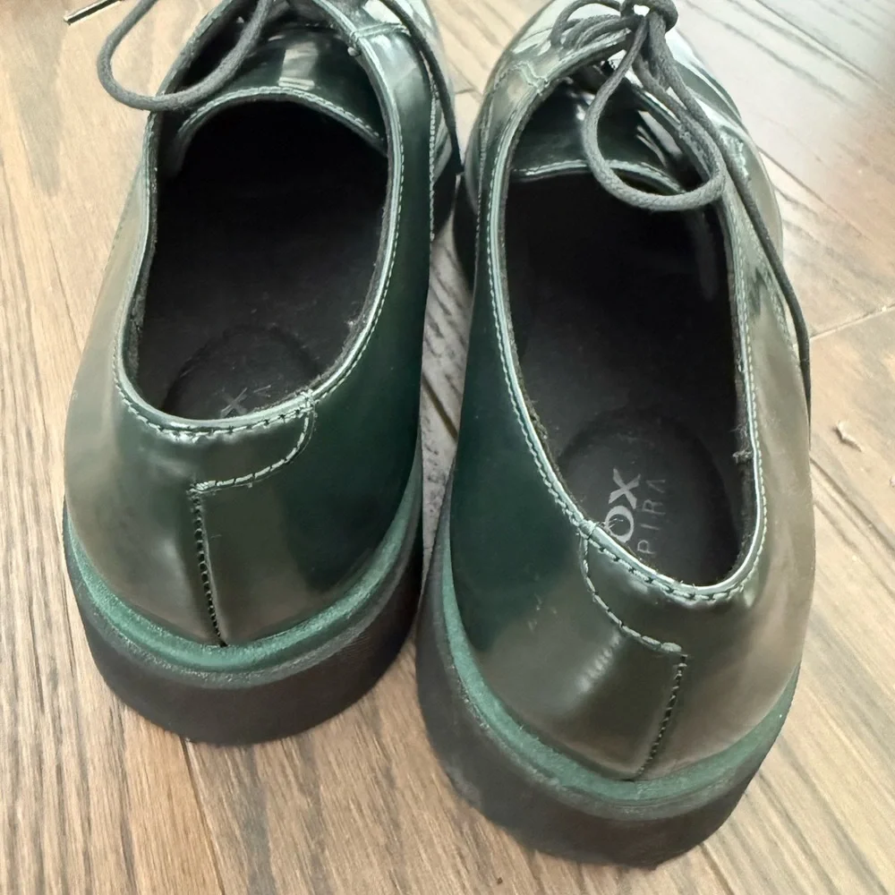 Geox Respira Dark Forest Green Derby’s Platform Oxfords